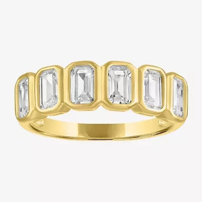 Lab Created or Simulated Gemstone 14K Gold Over Silver Side Band