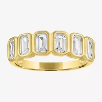 Lab Created or Simulated Gemstone 14K Gold Over Silver Side Band