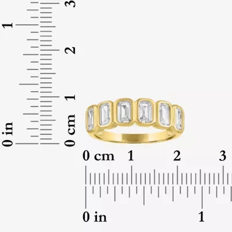 Lab Created or Simulated Gemstone 14K Gold Over Silver Side Band