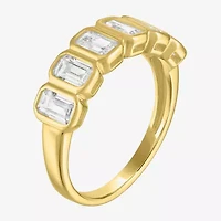 Lab Created or Simulated Gemstone 14K Gold Over Silver Side Band