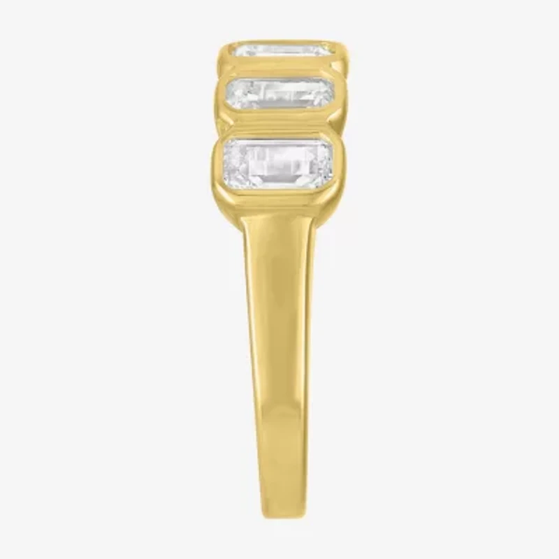 Lab Created or Simulated Gemstone 14K Gold Over Silver Side Band