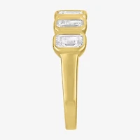 Lab Created or Simulated Gemstone 14K Gold Over Silver Side Band