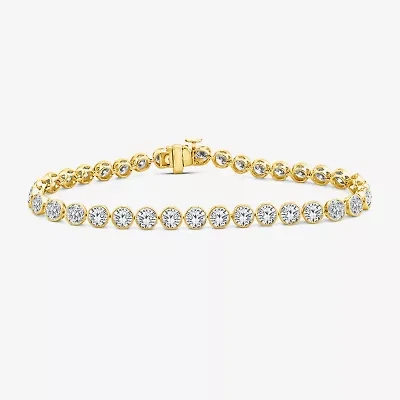 (F / Si2) Womens 10 Ct.T.W. Lab Grown White Diamond 10K Gold 7 Inch Tennis Bracelet
