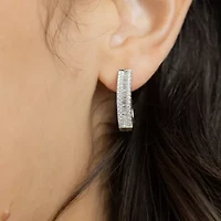 (G/Si2) Womens 1 CT. T.W. Lab Grown White Diamond 10K Gold 23.3mm Hoop Earrings