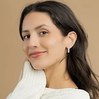 (G/Si2) Womens 1 CT. T.W. Lab Grown White Diamond 10K Gold 23.3mm Hoop Earrings