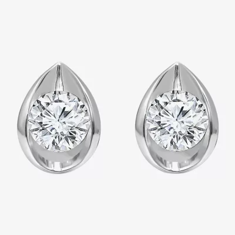 (I/Si2) 1 CT. T.W. Lab Grown White Diamond Sterling Silver 9.8mm Pear Stud Earrings