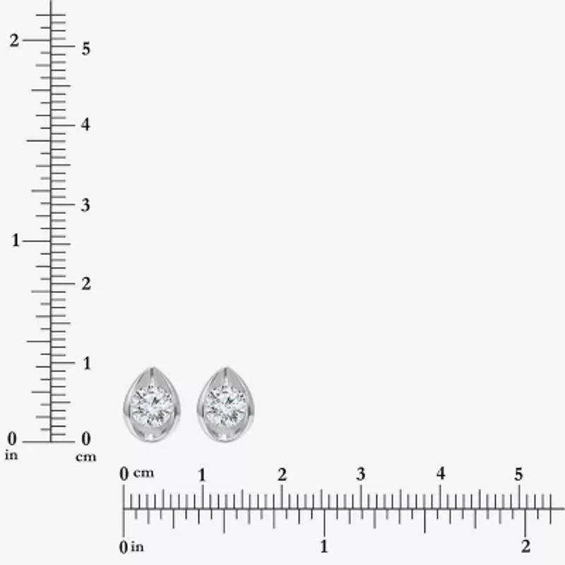 (I/Si2) 1 CT. T.W. Lab Grown White Diamond Sterling Silver 9.8mm Pear Stud Earrings