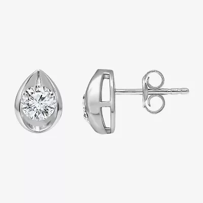 (I/Si2) 1 CT. T.W. Lab Grown White Diamond Sterling Silver 9.8mm Pear Stud Earrings