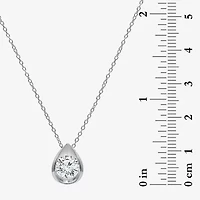 (I/Si2) Womens 1 CT. T.W. Lab Grown White Diamond Sterling Silver Pear 18 Inch Pendant Necklace