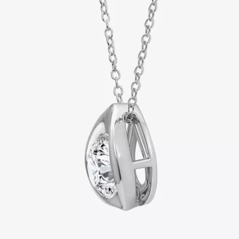 (I/Si2) Womens 1 CT. T.W. Lab Grown White Diamond Sterling Silver Pear 18 Inch Pendant Necklace