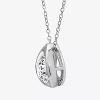 (I/Si2) Womens 1 CT. T.W. Lab Grown White Diamond Sterling Silver Pear 18 Inch Pendant Necklace