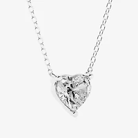 (G/Si1-Si2) Womens 1 CT. T.W. Lab Grown White Diamond Sterling Silver Heart 16 Inch Pendant Necklace