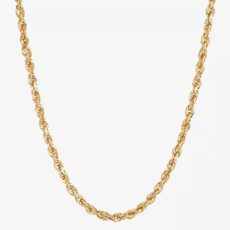 Womens 10K Gold 22 Inch Rope Chain Necklace