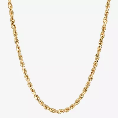 Womens 10K Gold 22 Inch Rope Chain Necklace