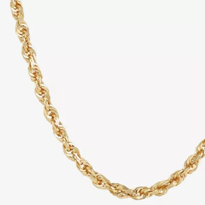 Womens 10K Gold 22 Inch Rope Chain Necklace