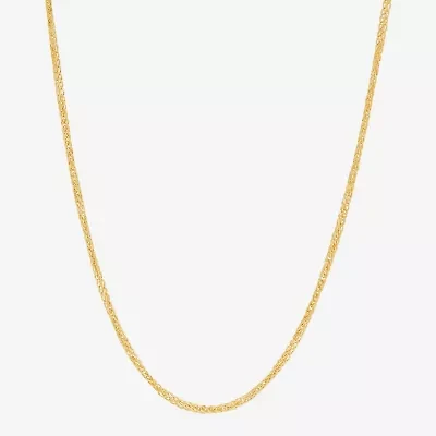 Womens 10K Gold 18 Inch Wheat Chain Necklace