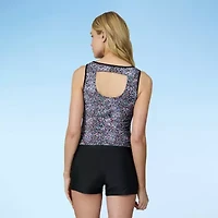 Free Country Womens Built Bra Lined Shirred Floral Tankini Swimsuit Top