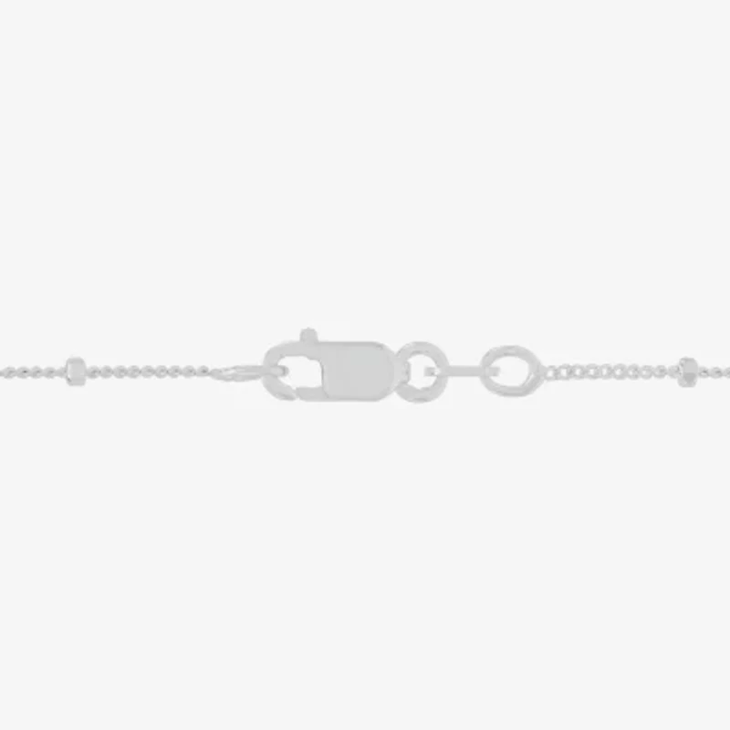 Made in Italy Womens Sterling Silver 9 1/2 Inch Solid Bead Ankle Bracelet