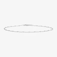 Made in Italy Womens Sterling Silver 9 1/2 Inch Solid Bead Ankle Bracelet