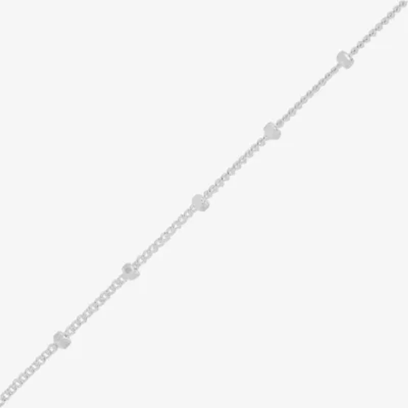 Made in Italy Womens Sterling Silver 9 1/2 Inch Solid Bead Ankle Bracelet