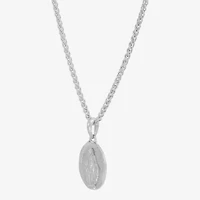 Virgin Mary Mens Sterling Silver Oval 18 Inch Pendant Necklace
