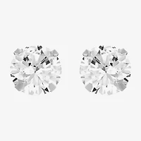 Limited Quantities! White Cubic Zirconia 14K Gold 8mm Round Stud Earrings