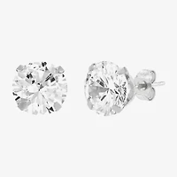 Limited Quantities! White Cubic Zirconia 14K Gold 8mm Round Stud Earrings