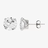 Limited Quantities! White Cubic Zirconia 14K Gold 8mm Round Stud Earrings