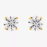 Limited Quantities! White Cubic Zirconia 10K Gold 6mm Stud Earrings