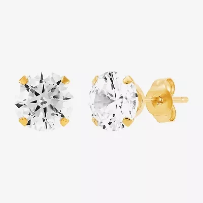 Limited Quantities! White Cubic Zirconia 10K Gold 6mm Stud Earrings