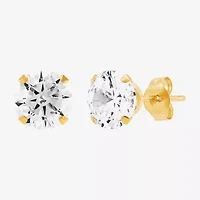Limited Quantities! White Cubic Zirconia 10K Gold 6mm Stud Earrings