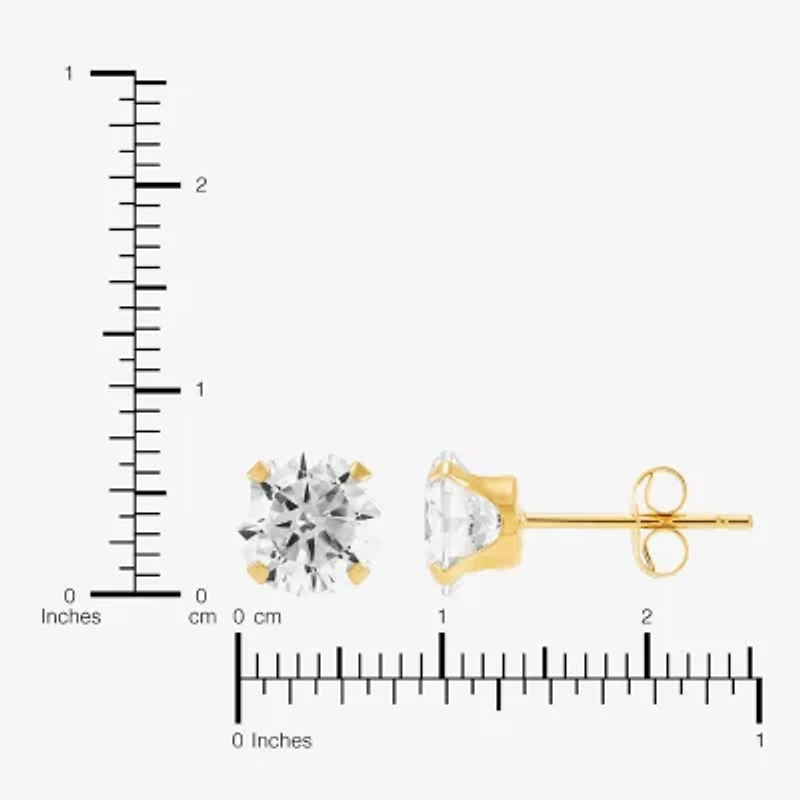 Limited Quantities! White Cubic Zirconia 10K Gold 6mm Stud Earrings