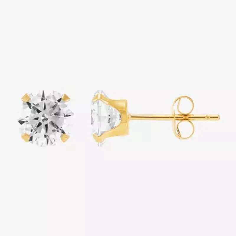 Limited Quantities! White Cubic Zirconia 10K Gold 6mm Stud Earrings