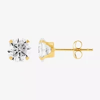 Limited Quantities! White Cubic Zirconia 10K Gold 6mm Stud Earrings