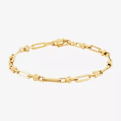Limited Quantities! Womens 14K Gold 7.5 Inch Solid Link Chain Bracelet