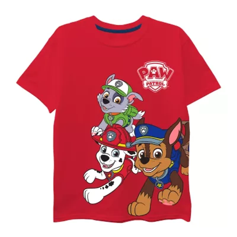 Toddler Boys Round Neck Short Sleeve Regular Fit Paw Patrol Graphic T-Shirt