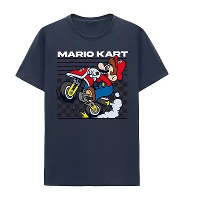 Mens Crew Neck Short Sleeve Classic Fit Super Mario Big and Tall Graphic T-Shirt