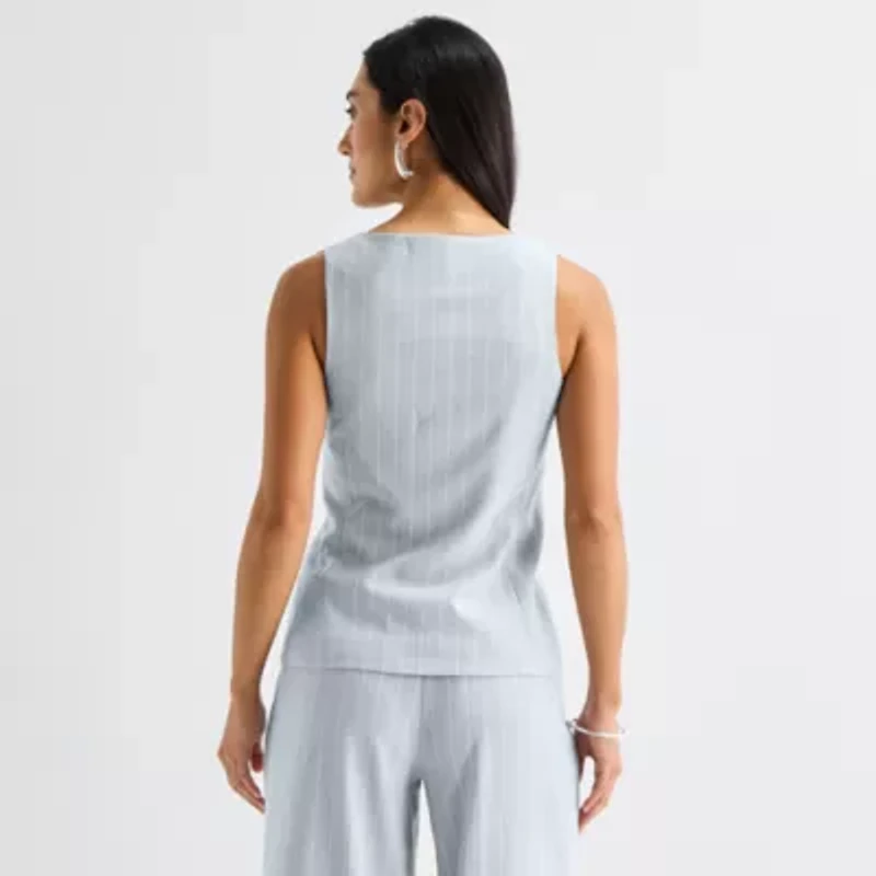 Worthington Womens Striped Suit Vest