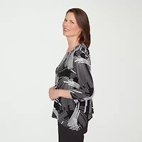 Alfred Dunner Classics Womens Crew Neck 3/4 Sleeve T-Shirt