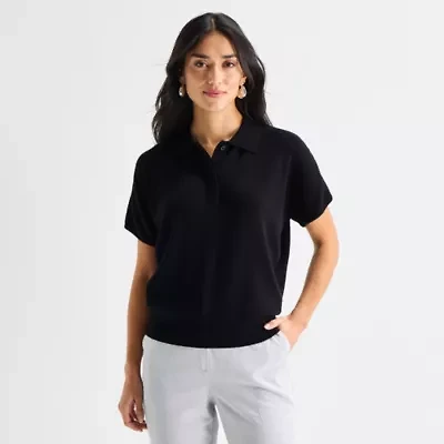 Worthington Womens Short Sleeve Polo Sweater