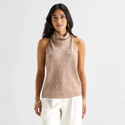 Worthington Womens Halter Neck Sleeveless Blouse