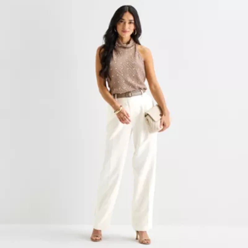 Worthington Womens Halter Neck Sleeveless Blouse