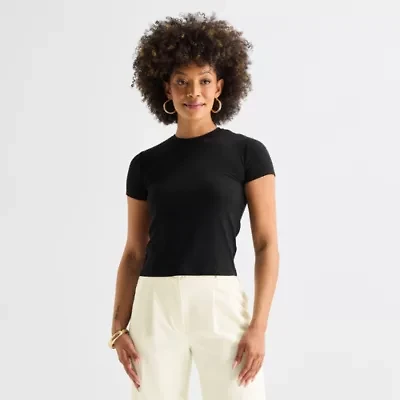 Worthington Womens Crew Neck Short Sleeve T-Shirt