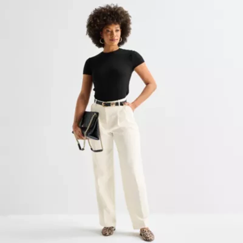 Worthington Womens Crew Neck Short Sleeve T-Shirt