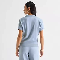 Worthington Womens Short Sleeve Polo Sweater