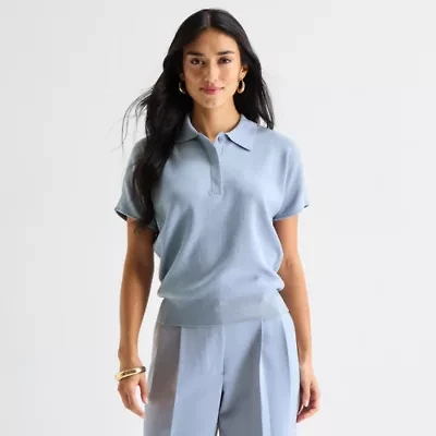 Worthington Womens Short Sleeve Polo Sweater