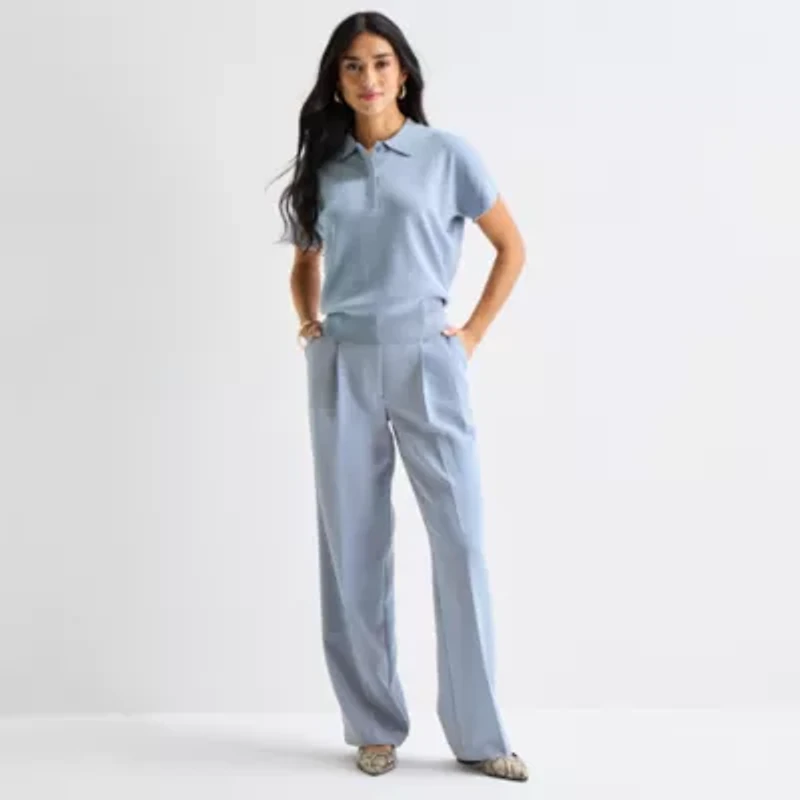 Worthington Womens Short Sleeve Polo Sweater