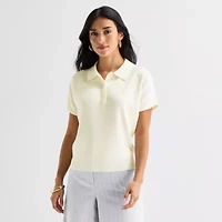 Worthington Womens Short Sleeve Polo Sweater
