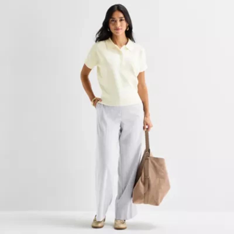 Worthington Womens Short Sleeve Polo Sweater