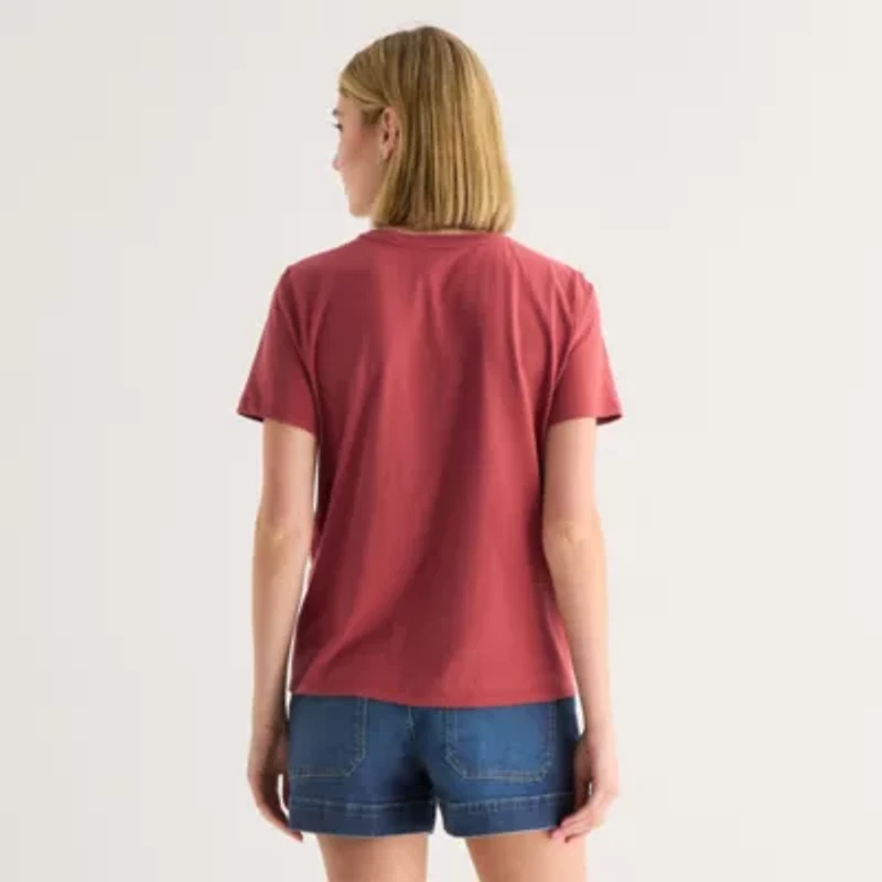 a.n.a Womens Round Neck Short Sleeve T-Shirt